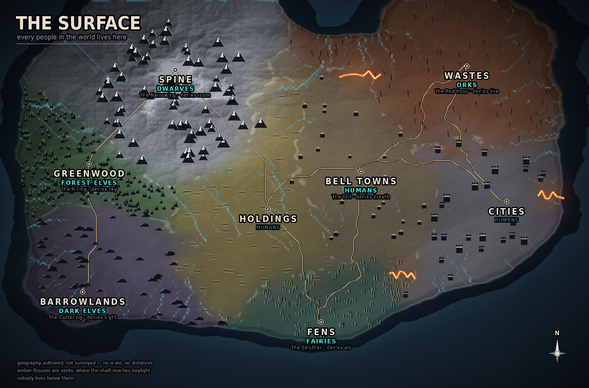 The surface: coast, relief, rivers, and who holds what ground