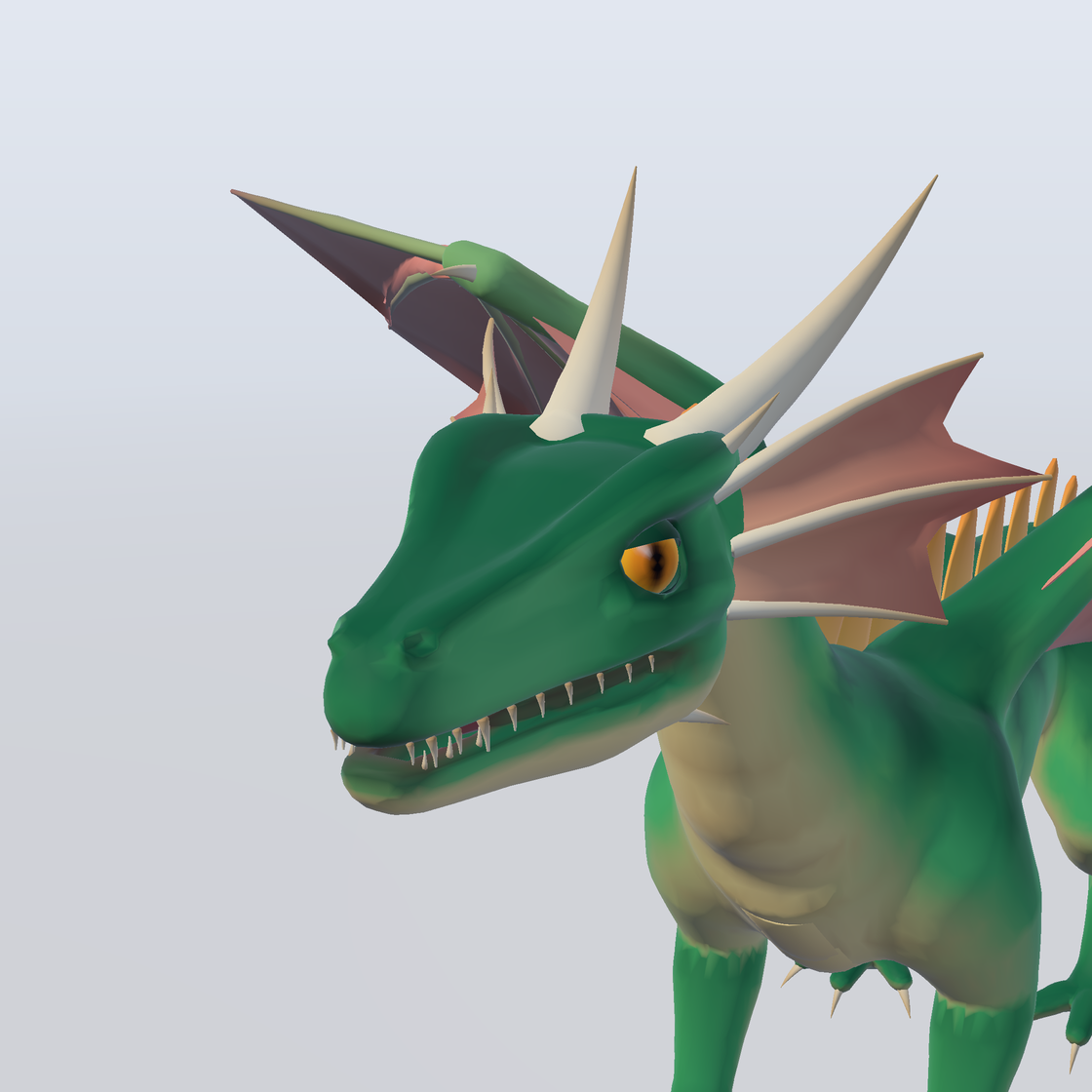 The Thicket Dragonet model’s head, close up