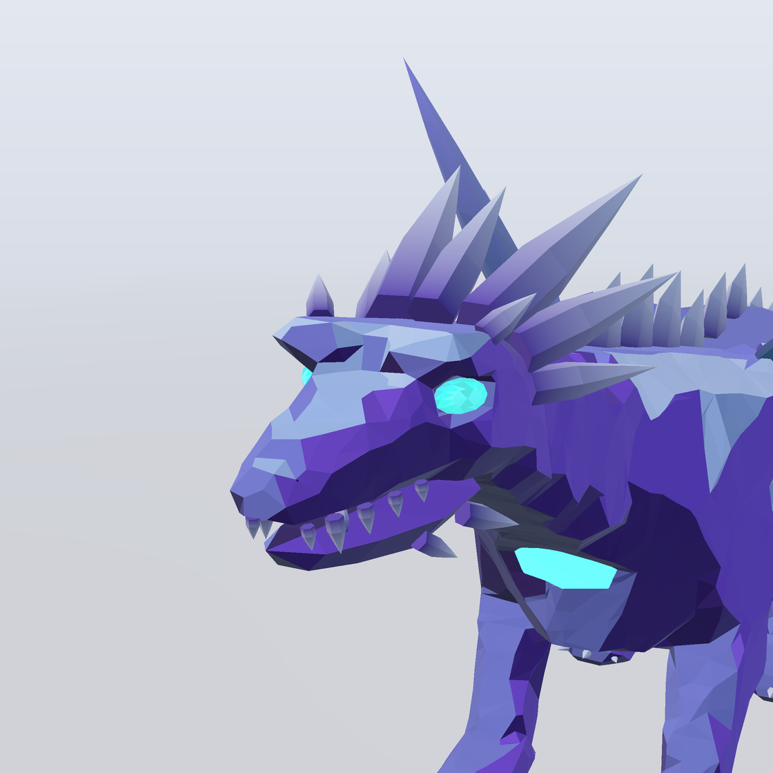 The Crystal Wyrm model’s head, close up