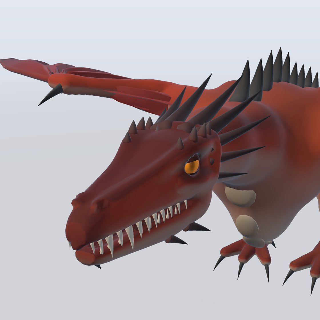 The Fire Wyvern model’s head, close up